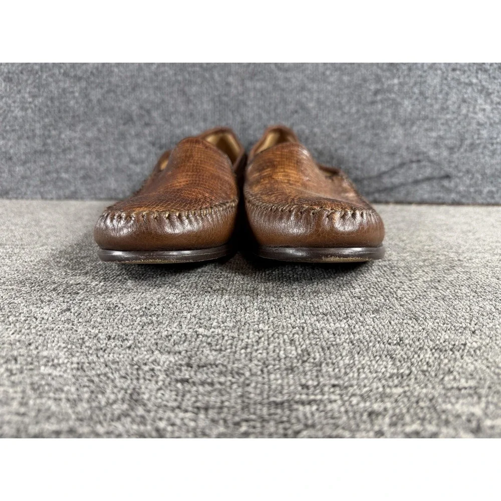 Alan Payne Shoes Mens 12 A Brown Genuine Lizard Leather Loafer Slip On Dress